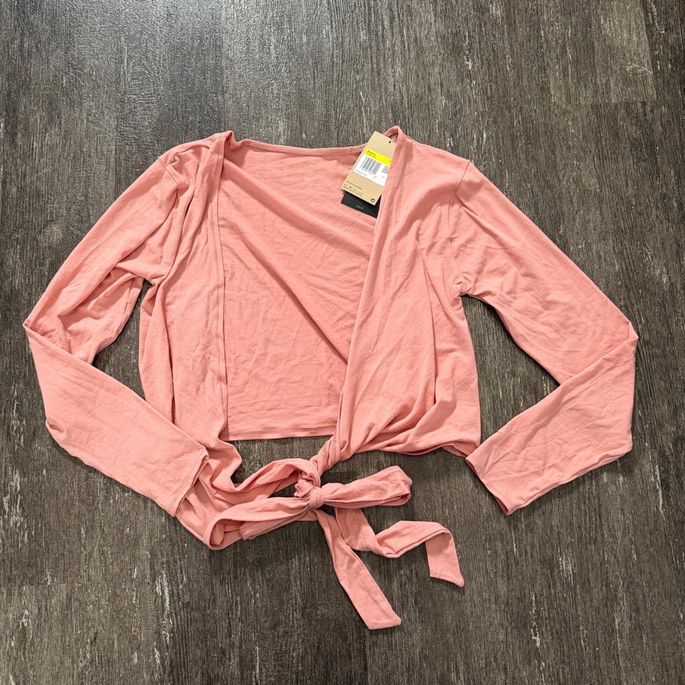 Nike Dri Fit Womens Wrap Ballet Crop Top Coral S Slim Fit Training Yoga